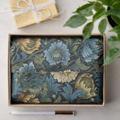Jugendstil Morris staubige, blaue Elfenbein-Blume Seidenpapier (Geschenk)