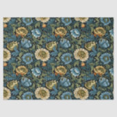 Jugendstil Morris staubige, blaue Elfenbein-Blume Seidenpapier (Vorderseite)