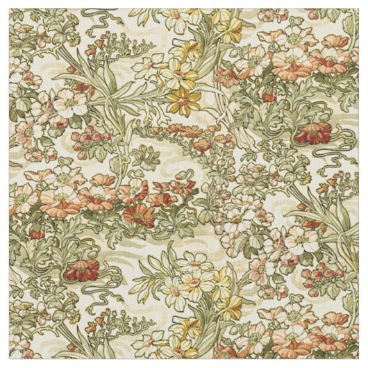 Jugendstil Mucha Blumenmuster Stoff (Nahaufnahme)