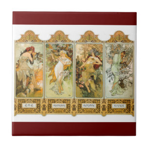 Jugendstil Mucha Fliese