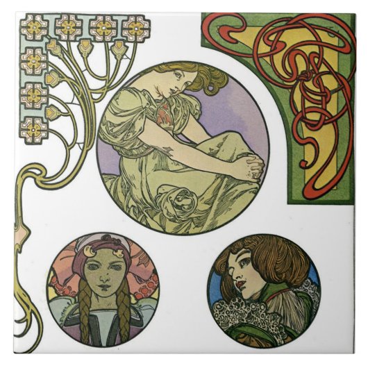 Jugendstil, Mucha Fliese (Vorderseite)