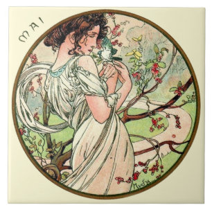 Jugendstil Mucha-Kalender Mai Fliese