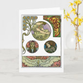 Jugendstil, Mucha Karte (Gelbe Blume)