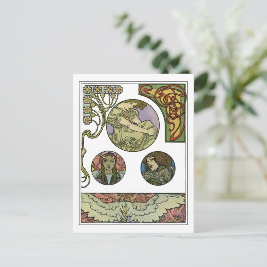 Jugendstil, Mucha Postkarte (Stehend Vorderseite)