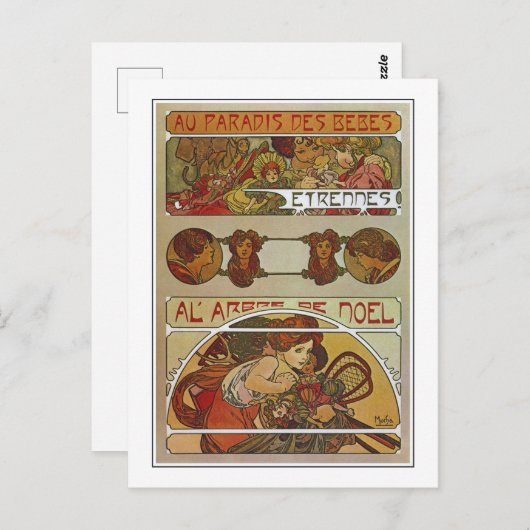 Jugendstil, Mucha Postkarte (Vorne/Hinten)
