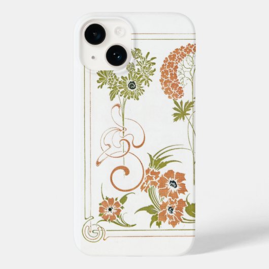 Jugendstil Muchal abstrakte Kunstpfirsich Case-Mate iPhone Hülle (Rückseite)