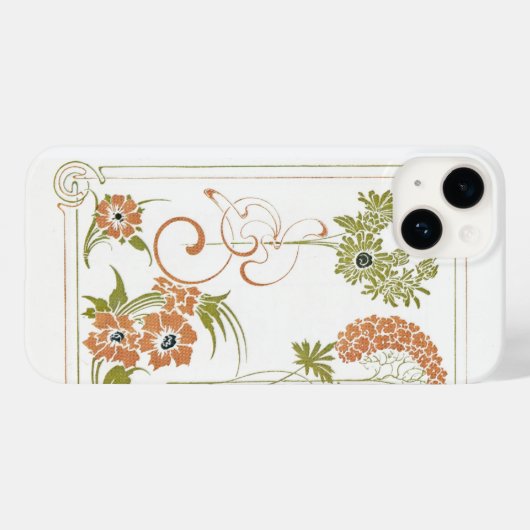 Jugendstil Muchal abstrakte Kunstpfirsich Case-Mate iPhone Hülle (Rückseite (Horizontal))