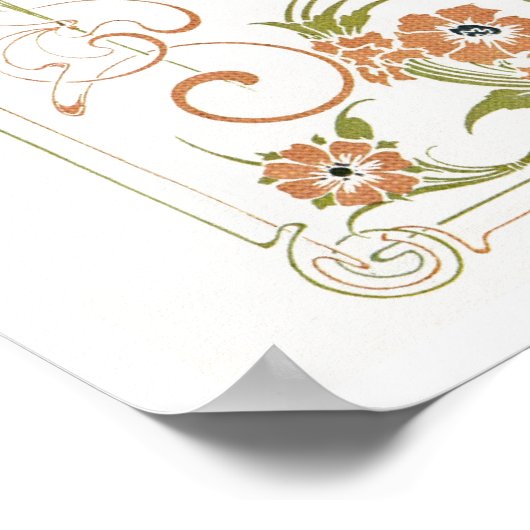 Jugendstil Muchal abstrakte Kunstpfirsich Poster (Ecke)