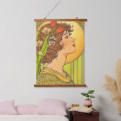 Jugendstil-Muse mit Frühlingsblumen Wandteppich Mit Holzrahmen (Schlafzimmer)