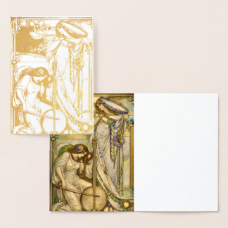 Jugendstil Musikmädchen Vintage-Illustration Folienkarte