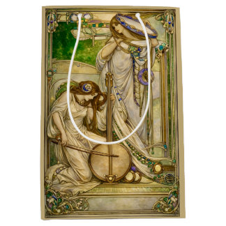 Jugendstil Musikmädchen Vintage-Illustration Mittlere Geschenktüte