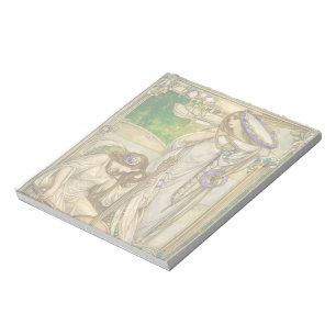 Jugendstil Musikmädchen Vintage-Illustration Notizblock