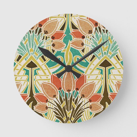 Jugendstil-Muster #11 Runde Wanduhr (Vorderseite)