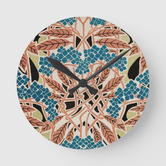 Jugendstil-Muster #12 Runde Wanduhr (Vorderseite)