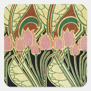 Jugendstil-Muster #1 Quadratischer Aufkleber