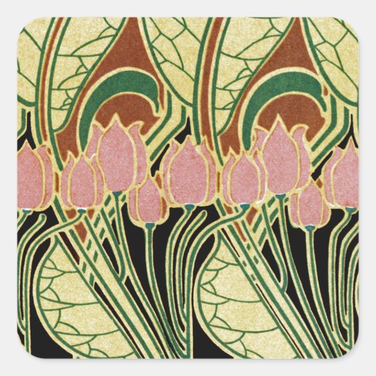 Jugendstil-Muster #1 Quadratischer Aufkleber (Vorderseite)