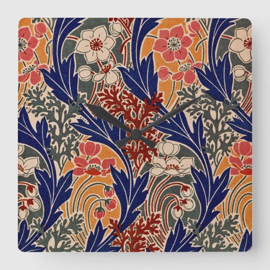 Jugendstil-Muster #8 in Emporio Moffa Quadratische Wanduhr (Vorderseite)