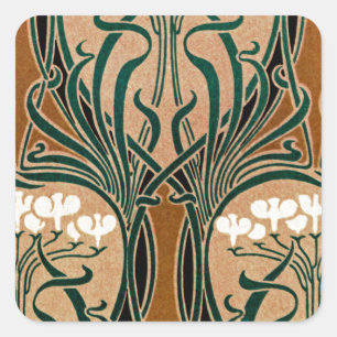 Jugendstil-Muster #9 Quadratischer Aufkleber