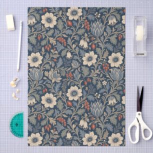 Jugendstil-Muster in Marineblau mit Blumenmuster Seidenpapier
