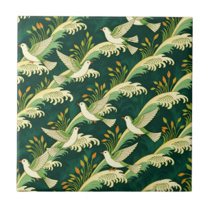 Jugendstil-Muster mit fliegenden Vögeln, elegante  Fliese