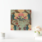 Jugendstil-Muster Nr. 4 in Emporio Moffa Quadratische Wanduhr (Zuhause)