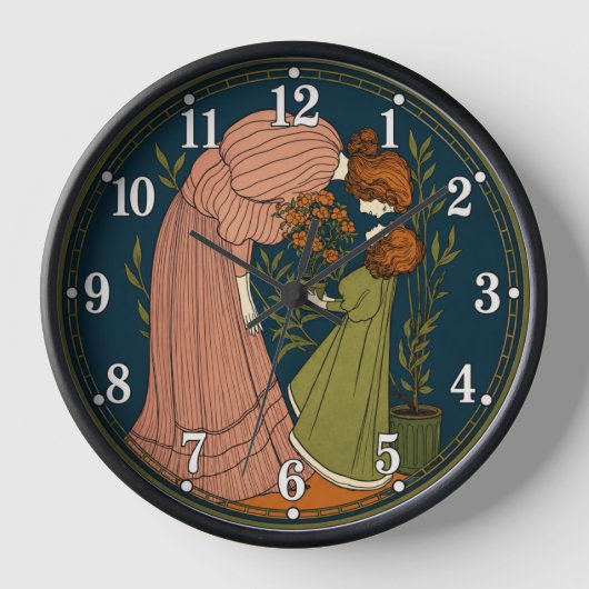 Jugendstil Mutter und Tochter Uhr (Vorderseite)