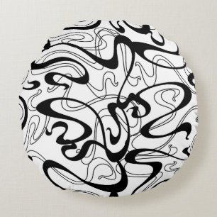 Jugendstil-nahtloses Muster. Curl-Textur in Vint Rundes Kissen