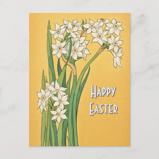 Jugendstil-Narzissenblumen – Ostern Postkarte (Vorderseite)