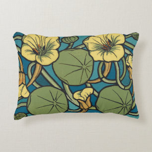 Jugendstil Nasturtium Blau Gold floral Verneuil Dekokissen