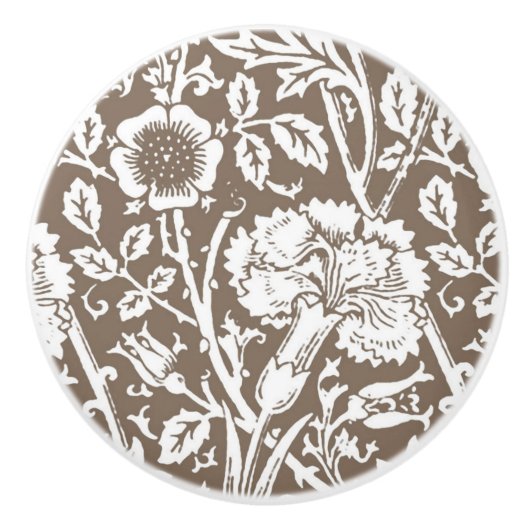 Jugendstil-Nation Damask, Taupe und White Keramikknauf (Vorderseite)