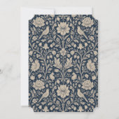 Jugendstil Navy Blau Hochzeit Einladung (Rückseite)