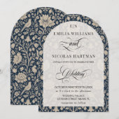 Jugendstil Navy Monogram Hochzeit Einladung (Vorne/Hinten)