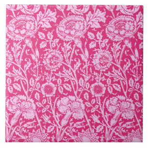 Jugendstil-Nelke-Damask, Fuchsienrosa Fliese