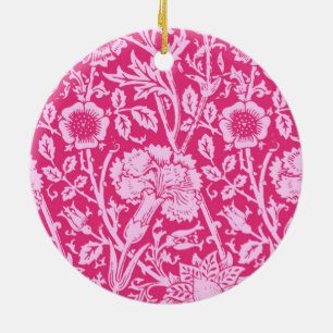 Jugendstil-Nelke-Damaskus, Fuchsienrosa Keramik Ornament