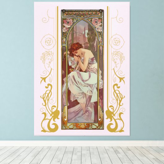 Jugendstil-Night's Erholung von Alphonse Mucha Leinwanddruck (Insitu (Holzboden))