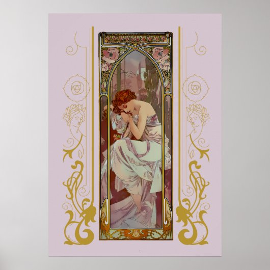Jugendstil-Night's Erholung von Alphonse Mucha Poster (Vorne)