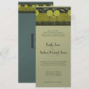 Jugendstil-Obstgarten Vintage-Vogel-Hochzeitseinla Einladung