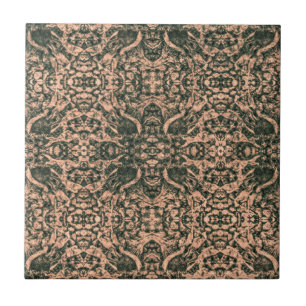 Jugendstil Olivgrün Beige Spiegel Kunst Muster Fliese