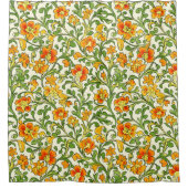 Jugendstil orange-gelbes Blumenmuster Duschvorhang (Vorderseite)