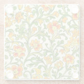 Jugendstil orange-gelbes Blumenmuster Glasuntersetzer (Rückseite)