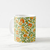 Jugendstil orange-gelbes Blumenmuster Kaffeetasse (Vorderseite Links)
