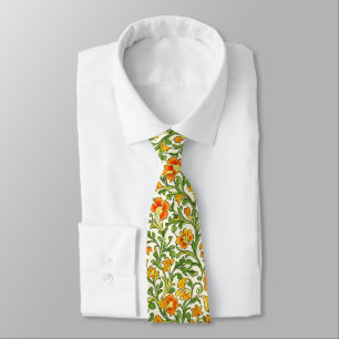 Jugendstil orange-gelbes Blumenmuster Krawatte