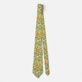 Jugendstil orange-gelbes Blumenmuster Krawatte (Vorderseite)