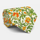 Jugendstil orange-gelbes Blumenmuster Krawatte (Gerollt)
