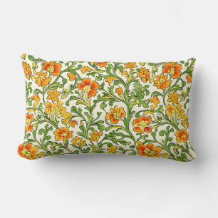 Jugendstil orange-gelbes Blumenmuster Lendenkissen