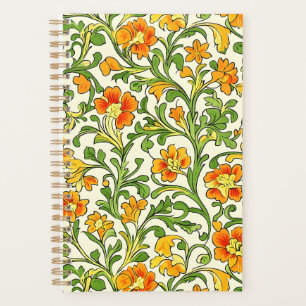 Jugendstil orange-gelbes Blumenmuster Planer