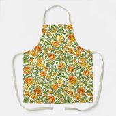 Jugendstil orange-gelbes Blumenmuster Schürze (Vorderseite)