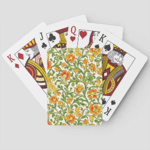Jugendstil orange-gelbes Blumenmuster Spielkarten