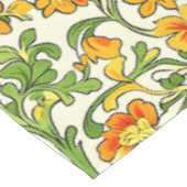 Jugendstil orange-gelbes Blumenmuster Tischdecke (Schrägansicht)