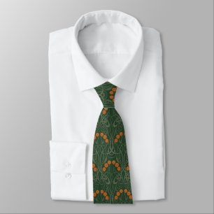Jugendstil Orange Rosen und geschwungene Stiele Krawatte